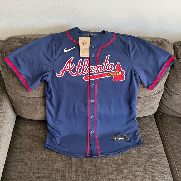 Nike Authentic Atlanta Braves Navy MLB Baseball Limited Jersey Men’s Sz: M - Picture 1 of 7